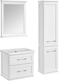 ASB-Woodline Тумба с раковиной Венеция 70 подвесная белая патина серебро – фотография-10